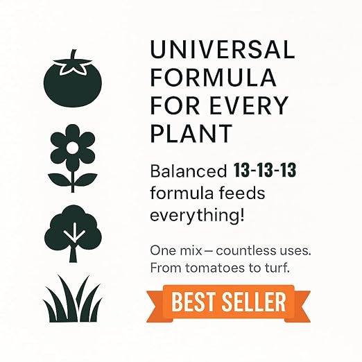 Gardenera 13-13-13 Slow Release Granular Fertilizer – All Purpose Plant Food 13 13 13 for Outdoor Grass, Vegetables, Roses, Flowers, Shrubs, Trees. Lawns, Gardens, Potted Plants (12 OZ)