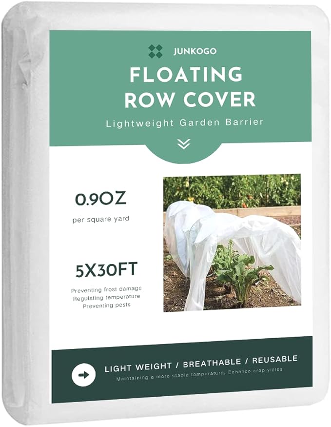 JUNKOGO Plant Freeze Protection Cover, 5x30ft Frost Cloth Winter Garden Blanket, Floating Row Cover for Cold Weather and Shade, Perfect for Outdoor Vegetables, Trees, Greenhouse