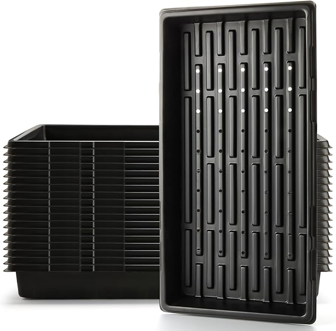 18-Pack 1020 Seedling Trays with Holes - Extra Strength Heavy Duty,10" x 20", Reusable 1020 Nursery Trays for Seed Germination, Plant Propagation, Garden Seed Starter and Microgreens
