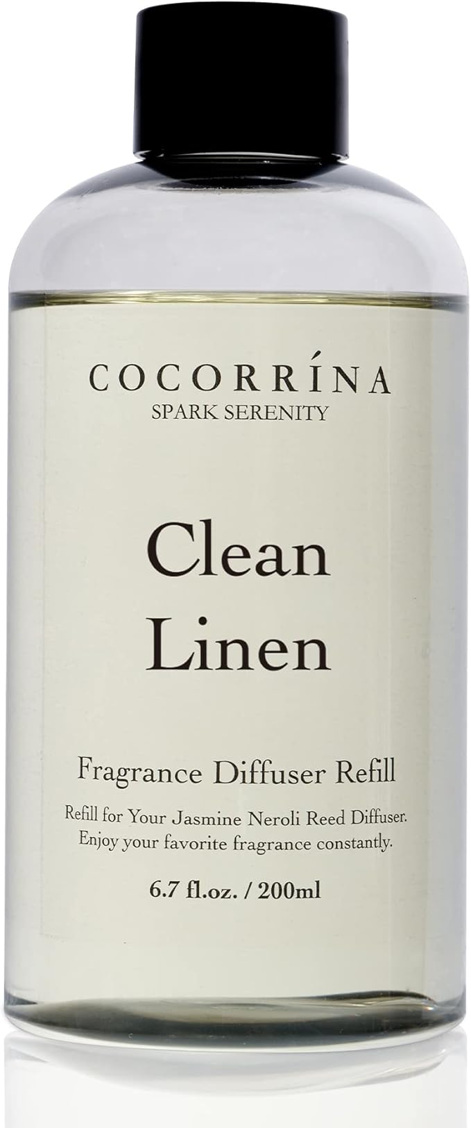 Cocorrína Clean Linen Scented Reed Diffuser Oil with 8 Sticks Fragrance for Bedroom, Bathroom, Oil Diffuser, Home Décor, 6.7 fl oz. (200 ml)