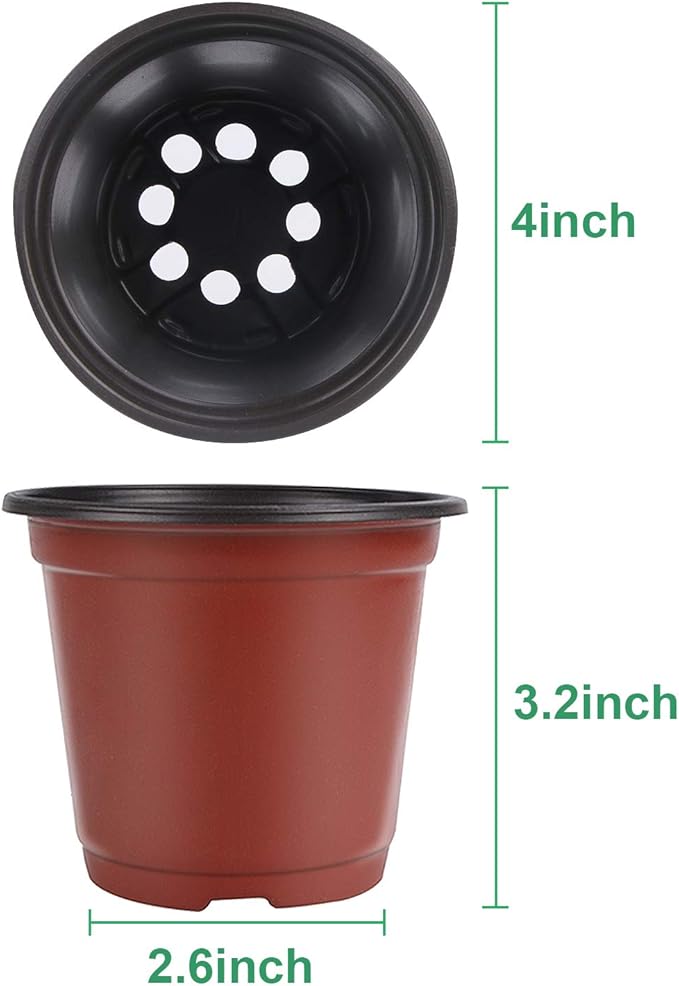 Augshy 250-Pack 4 Inch Plant Nursery Pots Seed Starting Pots Containers with 300 Labels for Indoor Outdoor Usage