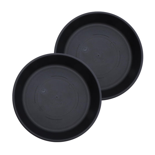 The HC Companies Classic Round Planter Pot, 16 Inch, Black, 2-Pack