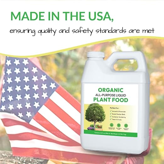 Organic All-Purpose Liquid Plant Food - Use on All Outdoor Plants: Flower Beds, Vegetable Gardens, Container Gardening | Concentrated Liquid Fertilizer Alternative (1 Gallon, Mixes to 128 Gallons)