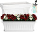 HOXHA 6 Pack Window Box Planter, 17 Inches Vegetable Flower Plastic Planter Boxes with Tray, Rectangular Planter Indoor and Outdoor Flower Pots for Windowsill, Patio, Porch, Garden Balcony, White