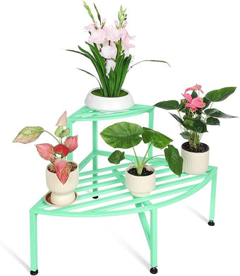 Dipion Corner Plant Stand Outdoor Metal,2 Tier Heavy Duty Ladder Plant Shelf Indoor for Multiple Plants,37.08" L x 22.83" W x 20.07" H,Mint Green