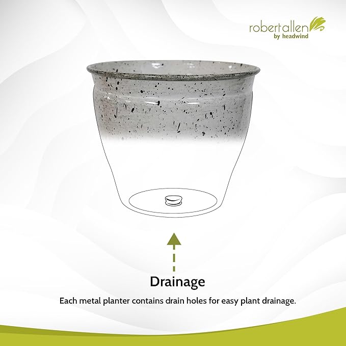 Headwind Riverside Collection – 14" Dalmation Glazed Decorative Plant Pots Indoor with Drainage & Outdoor - Modern Flower Pot Weather-Resistant Lightweight Planter by Robert Allen