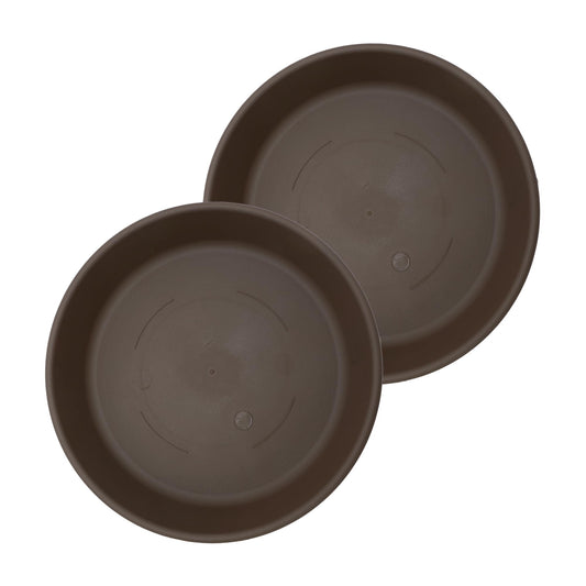 The HC Companies Classic Round Planter Pot, 14 Inch, Chocolate, 2-Pack