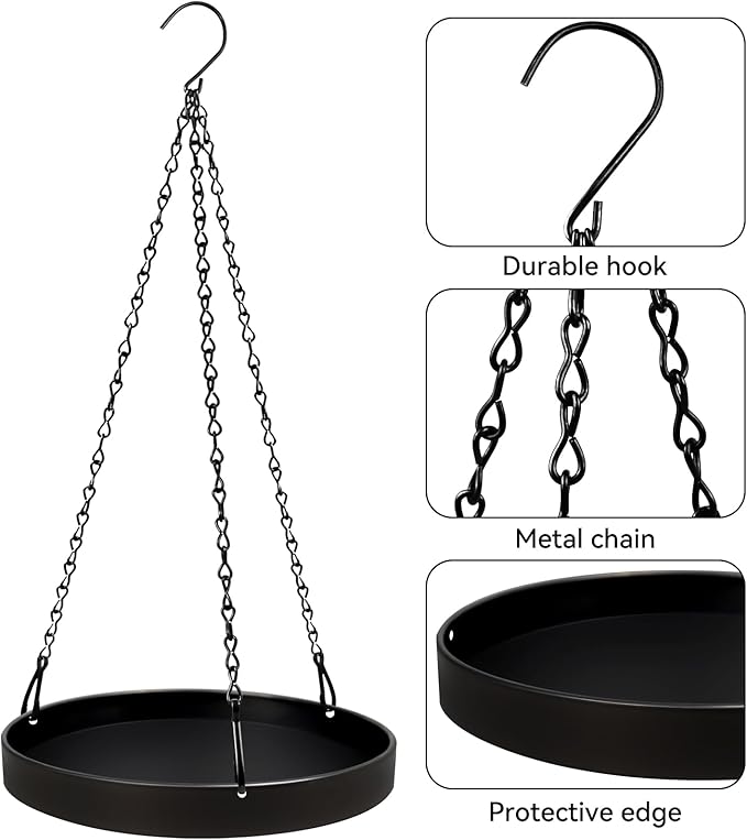 PIKAMAO Plant Hanger Indoor Outdoor, Hanging Planter Baskets for Outdoor Indoor Plants, Hanging Plant Holder for Plants, Metal Window Plant Hanger, Black Hanging Plant Shelf, 1 Pack