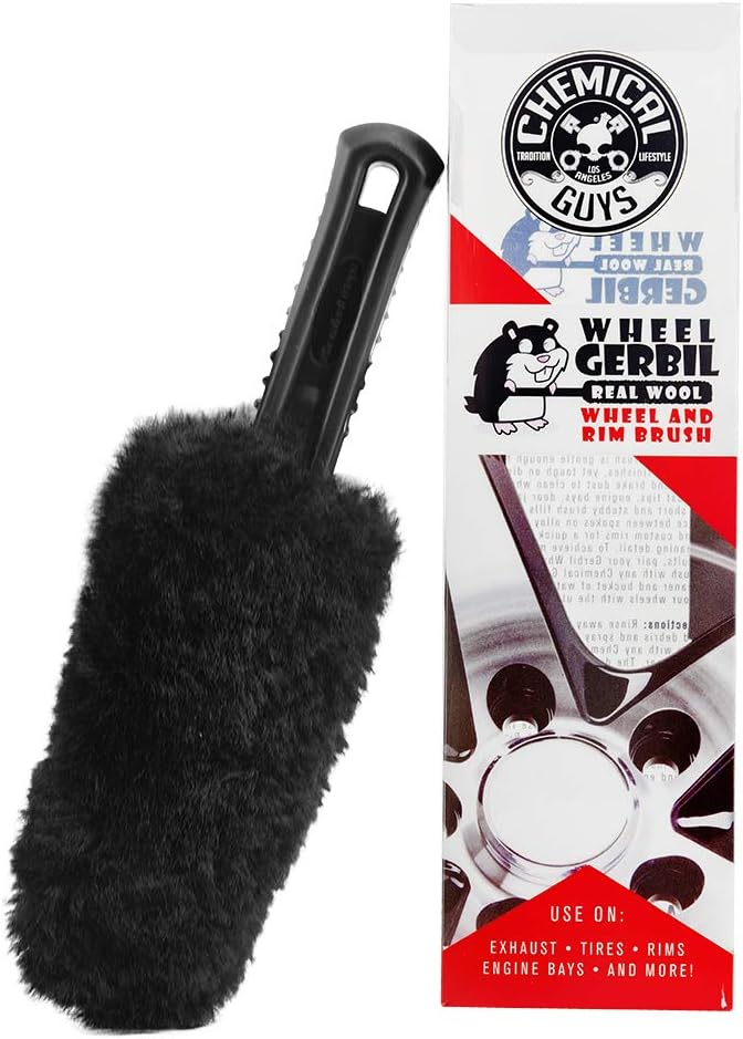 Chemical Guys Gerbil Wheel and Rim Cleaning Brush - Soft Natural Bristle Detailing Tool for Tires, Exhausts & Delicate Surfaces - Wheel Cleaner Brush to Safely Clean Brake Dust, Grime and Dirt, 1 Pack