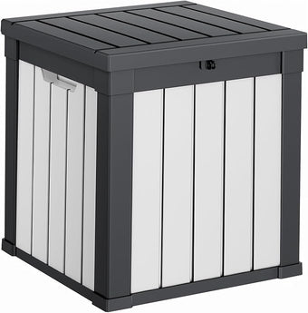 40 Gallon Resin Deck Box, Lockable Patio Outdoor Storage Box for Furniture, Garden Tools and Tools Storage, Waterproof Outside Storage Boxes - Black&White
