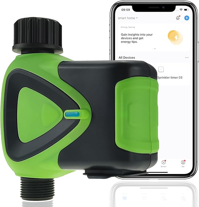 Water Timer for Garden Hose, 2.4GHz WiFi Smart Hose Sprinkler Timer with Tuya/Smart Life App, GreenVation Plant Automatic Watering System for Yard Outdoor Irrigation (WiFi Green)