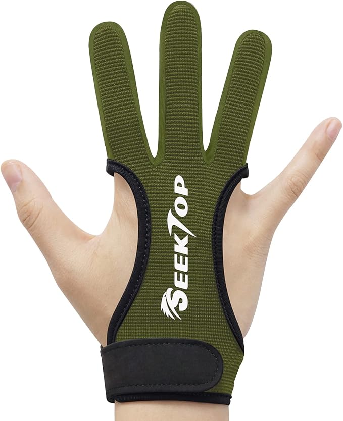 Seektop Archery Gloves Shooting Hunting Leather Three Finger Protector for Youth Adult Beginner
