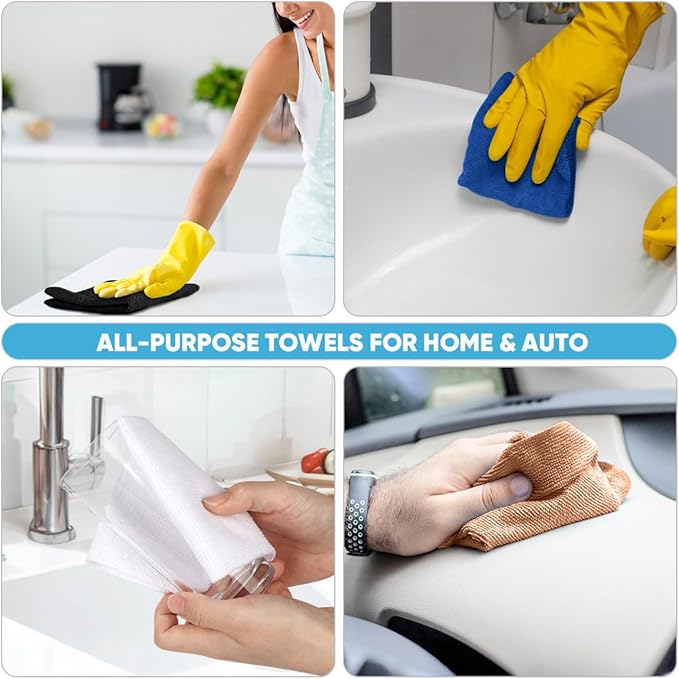 AIDEA Microfiber Cleaning Cloth Roll, 75PK, Black Microfiber Towels for Cars, Reusable Paper Towels Tear Away Cloth, Shop Rags, Lint Free Cleaning Rags for House, Kitchen, Window, 11.5"×11.5"
