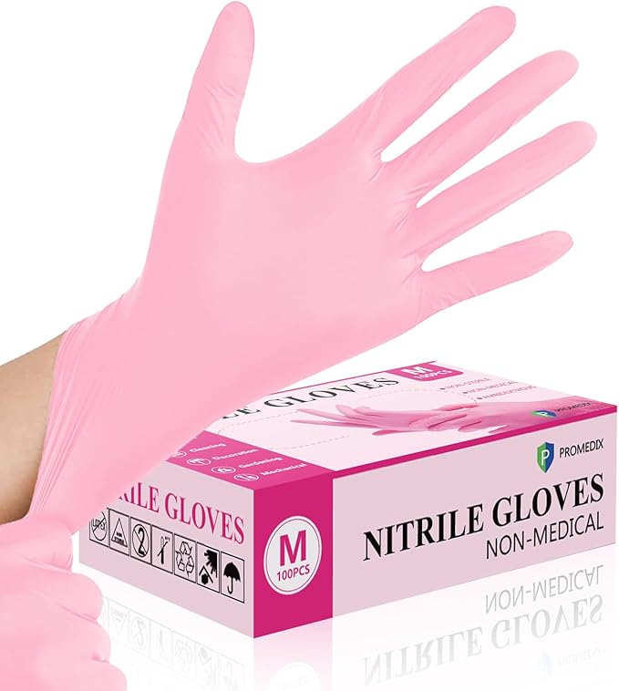 PROMEDIX P Nitrile Disposable Gloves,4mil-100 Count,Gloves Disposable Latex Free,Powder Free for Cooking,Household,Food safe
