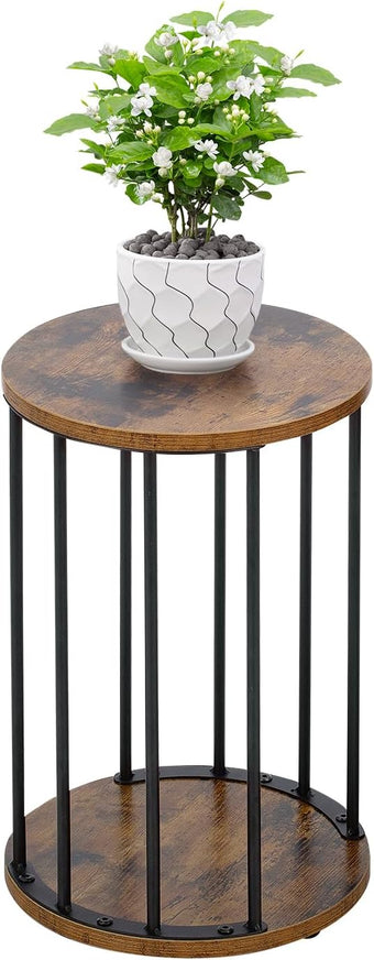 Leinade Plant Stand Indoor,small plant stool,Flower Pot Corner stand holder,Mid Century Heavy Duty Metal Tall Home Decor,Modern Round End Table,Small Rustic Display Stand for Living Room,Bedroom(Brown,18In)