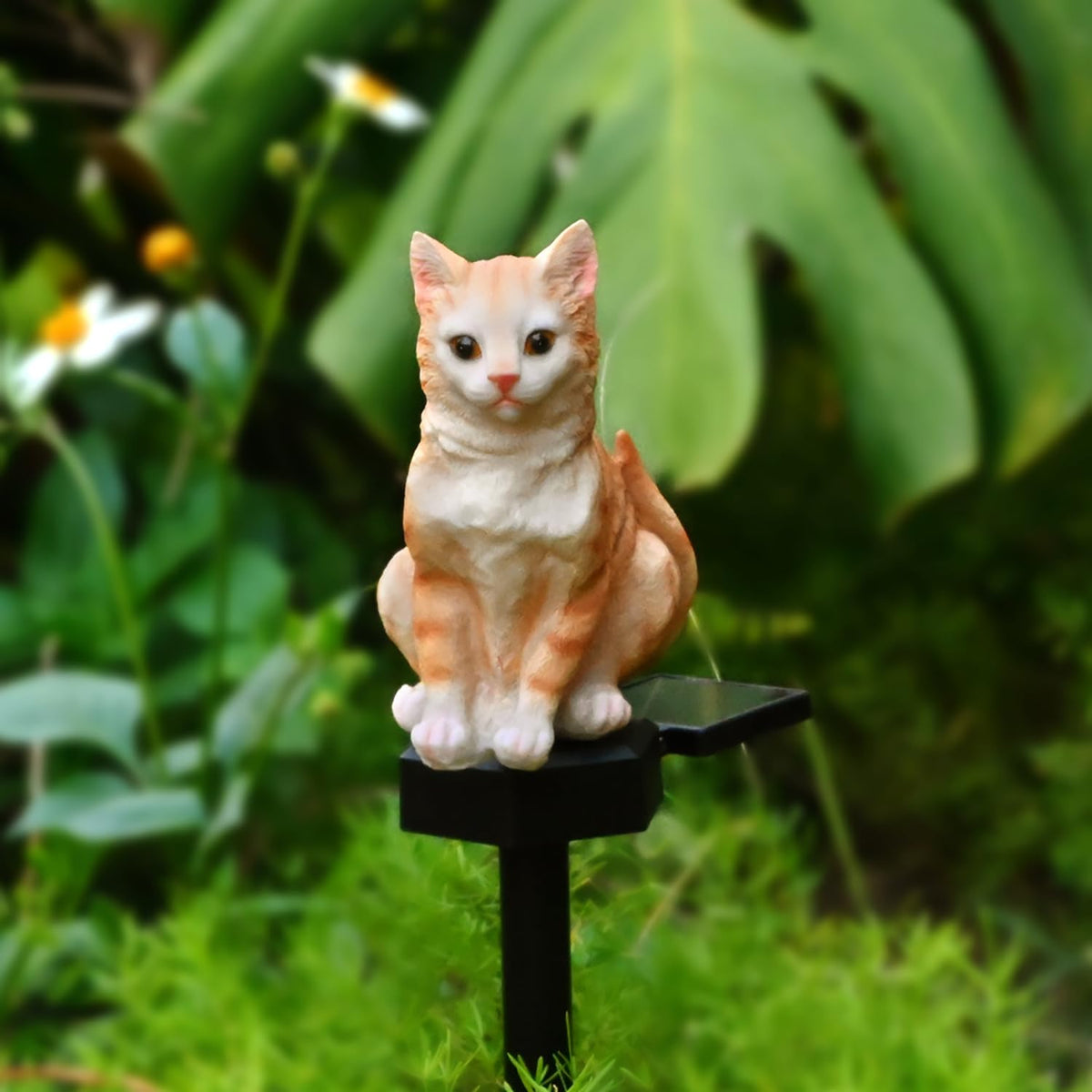 Cat Solar Light Garden Decor Kitty Yard Art Outdoor Statues Lawn Ornaments