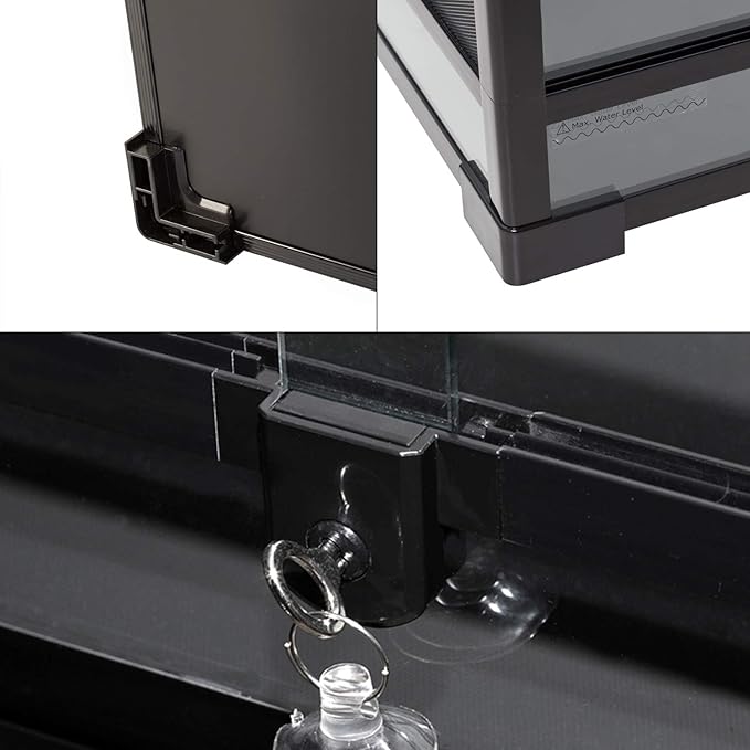 REPTI ZOO 67 Gallon Large Glass Reptile Terrarium 48" x 18" x 18", Easy Folding & Detaching Reptile Breeding Tank with Black PVC Back Panel Full Open Door Screen Ventilation