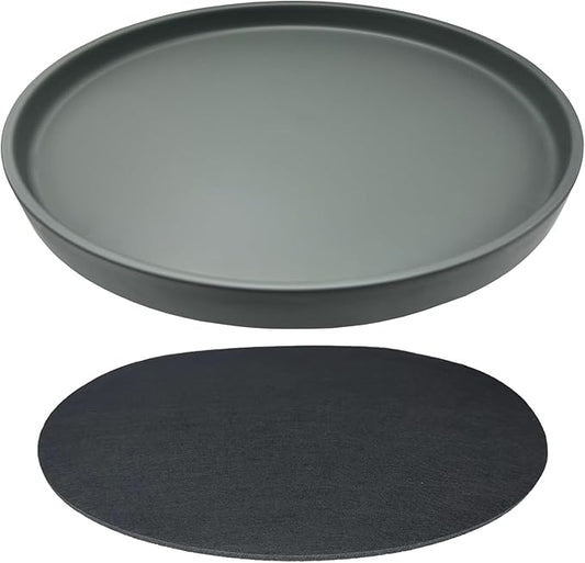Ceramic Plant Saucer Pot Tray 10 Inch, Planter Saucers 4 5 6 7 8 9 10 11 12 13 Inch for Indoors Outdoor, Durable Sturdy Flower Drainage drip Water Tray for Glazed Pots Base (10.7 Inch-Grey)