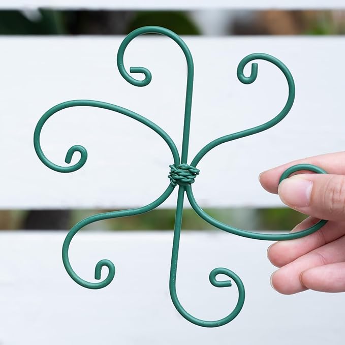 5PCS Monstera Plant Support Hook Green, 5.5IN - Durable Metal Stem Support for Indoor Plants, Adjustable & Easy to Install, Ideal for Monstera, Fishbone Cactus, and Decorative Plant Care