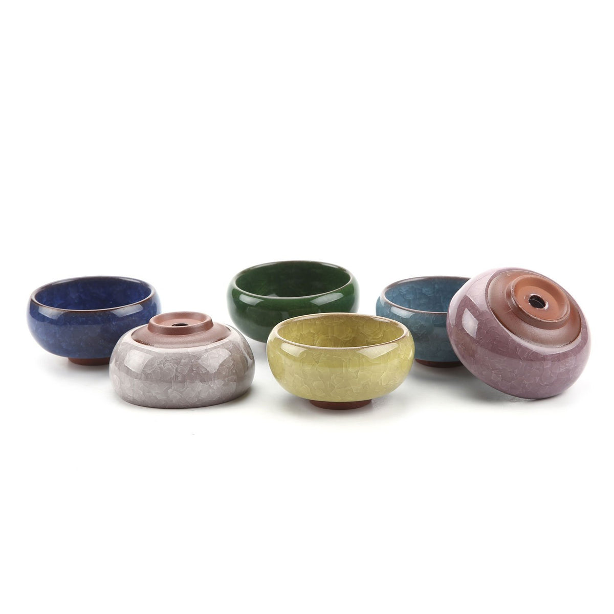 T4U Mini Succulent Pots, Small Shallow Ceramic Pots, Retro Gift Set of 6