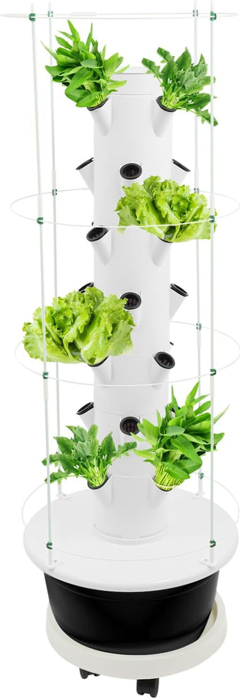 Hydroponic Growing System, 28-Plant Vegetable Planter Tower Climbing Trellis, Outdoor Indoor Garden Vertical Planter Germination Kit with Water Pump, Intelligent Water Circulation & Timer Function