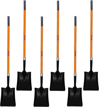 Ashman Heavy-Duty Transfer Shovel (6 Pack) with 47-Inch long Durable Handle and Blade- Ideal for Construction, Landscaping, Gardening, and Snow Removal- Durable, Rust-Resistant, and Multipurpose Scoop