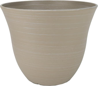 Classic Home and Garden Honeysuckle Resin Planters - Lightweight Indoor & Outdoor Plant Pots - UV-Resistant Plastic Flower Pots - Pot Planters for Flowers & Herbs (13" Grained Beige)