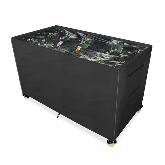 Sobana Outdoor Raised Garden Bed Winter Cover with Transparent PVC Top Window,Waterproof Heavy Duty Covers with Split Zipper for 48 x 24 x 30 inch Elevated Wood Planter Box Stand(Black,Cover only)