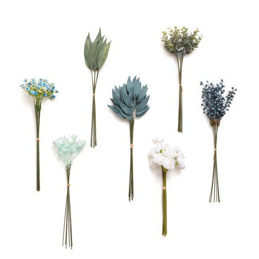 Ling's moment Artificial Faux Greenery Stems 55pcs Navy Blue Fake Greenery