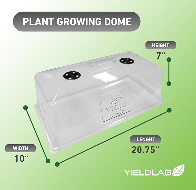 Yield Lab 7 Inch Propagation Dome - 25 Pack Humidity Vented Domes – Plant Growing Dome for Seedling, Germination, Soil & Hydroponic Horticulture