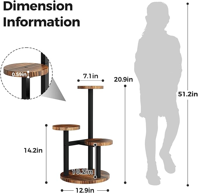 Bamworld Corner Plant Stand Indoor Metal Wood Plant Shelf Outdoor Tall Plant Stands Plant Tables Indoor Plant Rack 4 Tier Plant Stand Garden Accessories for Living Room Balcony Patio