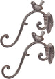 Sungmor Cast Iron Plant Hanger Wall Hooks, Heavy Duty Hanging Basket Brackets, Lovely Bird Shape & 10 inch & 2PC Brown, Decorative Wall Hangers for Planters Lanterns Bird Feeders Houses Wind Chimes