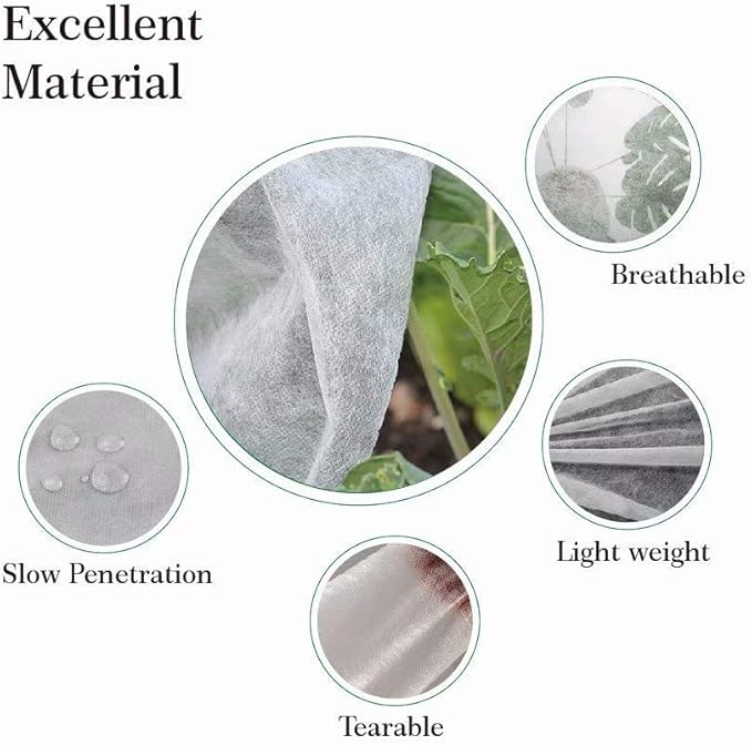 Agfabric Plant Covers Freeze Protection with Zipper 0.9oz 135"x120"x48" Shrub Cover Winter Tree Jacket for Frost Protection&Season Extension,White