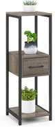 Giantex 3 Tier Tall Plant Stand Indoor, 36 Inch Corner Flower Stand Display Rack Storage Shelf with Drawer & Metal Frame for Multiple Flower Pots, Square Plant Shelf for Balcony, Living Room (1 Pack)