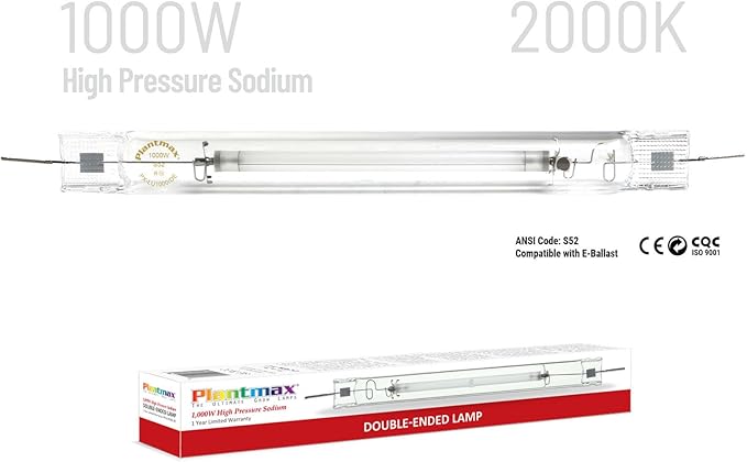 UltraGrow – Classic 1000W DE Double Ended HID Grow Light System with HID Bulb, Dimmable Ballast for Indoor Growing (Classic Open Reflector & HPS)