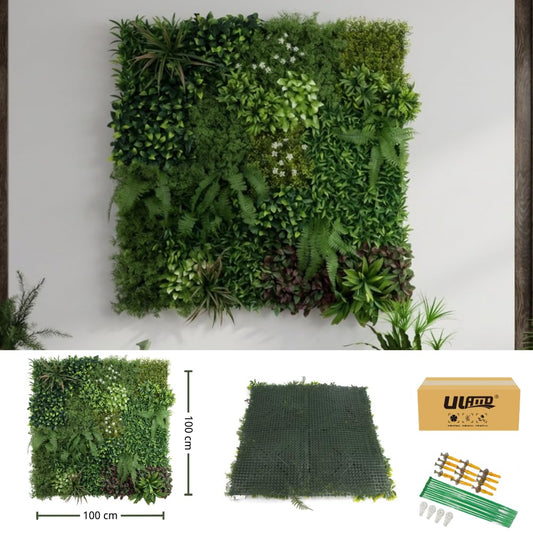 ULAND 40"x40" Artificial Grass Wall Panel, Faux Greenery Backdrop Décor