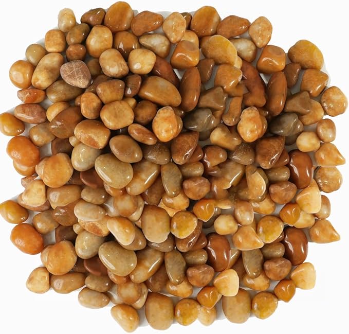 6 LBS River Rocks, StoneCreek, Decorative Garden Stones for Plant Landscaping, Polished Gravel Filler Pebbles for Home Decoration, Vases, Succulents, Flower Beds and Fish Tanks (Pale Yellow, Medium)