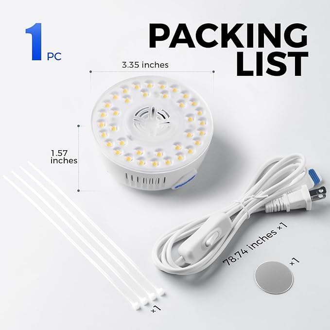 Barrina Orbgrow OG09 Puck LED Grow Light, 5000K 9W (135 Watt Equiv), Plant Lights for Indoor Plants Full Spectrum, Magnetic & Linkable, Small Grow lamp, Perfect for Plant Shelf, 1 Pack