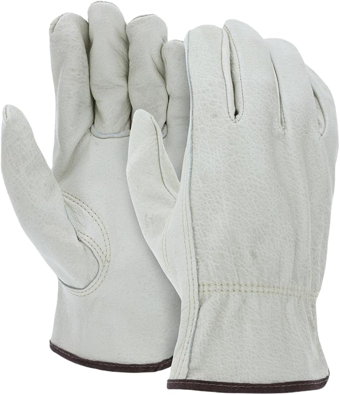 Palmer Safety 12 Pairs Heavy Duty Durable Cowhide Leather Work Gloves for Construction, Industrial and Personal Use