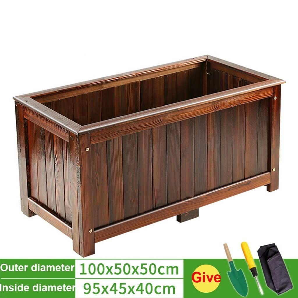 Yard Wood Box for Planting, Raised Garden Bed Flower or Vegetable Planter Window Mounted Plant Box for Garden (Size : 100 * 50 * 50cm)