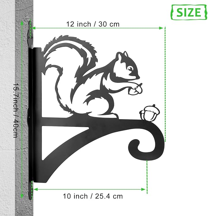 ATKKE Hanging Plant Bracket Hangers Indoor Iron Wall Mount,11” Squirrel Silhouette Ornamental Iron Hangers Hookers for Flower Pot Lantern Bird Feeder Wind Chimes