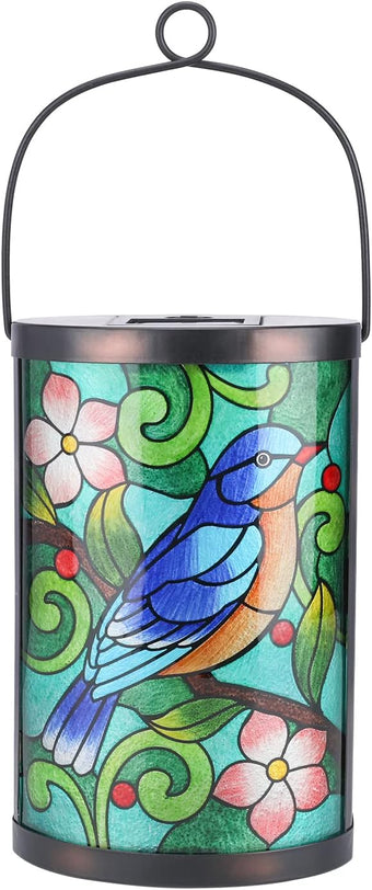 Afirst Hanging Solar Lantern - Decorative Outdoor Glass Solar Bird Lights Waterproof Led Tabletop Lamp for Garden Yard Patio Decor