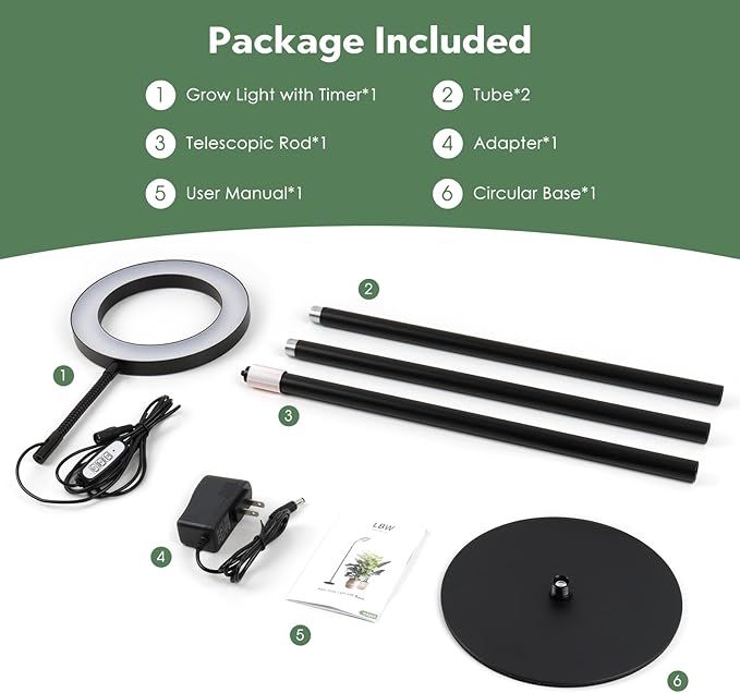 LBW Grow Lights for Indoor Plants Full Spectrum with Stand, Floor Plant Growing Lamp for Large Plants, Auto ON/Off Timer 4/8/12H, 4 Dimmable Levels, 68 inches Adjustable Height