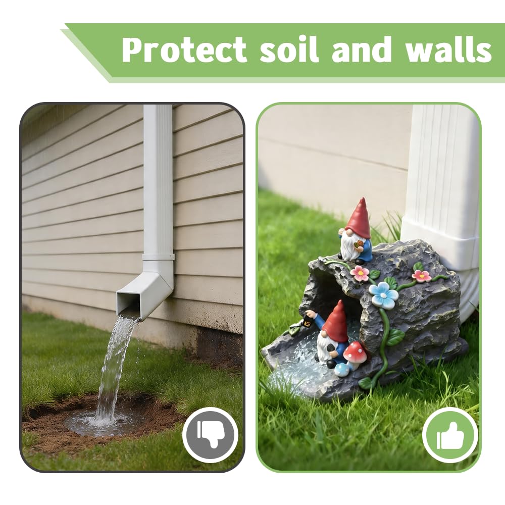 Gnome Sculpture Gutter Diverter Rain, Decorative Gutter Downspout Extension