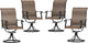LVUYOYO Patio Swivel Chairs Set of 4, Outdoor Dining Chairs with High Back, All-Weather Rocker Chair with Textilene & Metal Frame for Lawn, Garden, Porch, Backyard (Brown)