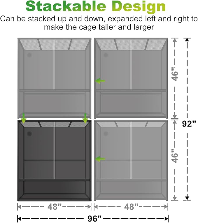 ToxiRium Reptile Tank 230 Gallon, 48"x24"x46" Large Reptile Enclosure for Bearded Dragon and Ball Python, Extra Tall Snake Terrarium with Front Opening Tempered Glass Door, Combination Lock