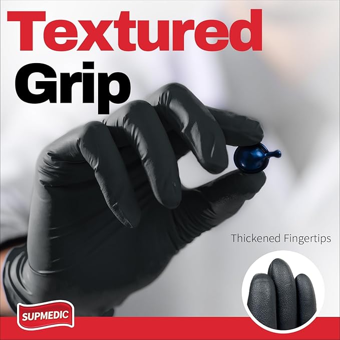 Disposable Nitrile Gloves, 5Mil Chemical Resistant Powder-Free Latex-Free Glove Exam Cook Tattoo, Black Blue 100Pcs