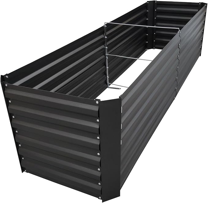 8x2x2FT Metal Raised Garden Bed Kit, Galvanized Outdoor Garden Bed Planter Box for Vegetables, Flowers, Herbs, Succulents and More, Black