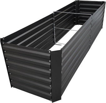 8x2x2FT Metal Raised Garden Bed Kit, Galvanized Outdoor Garden Bed Planter Box for Vegetables, Flowers, Herbs, Succulents and More, Black