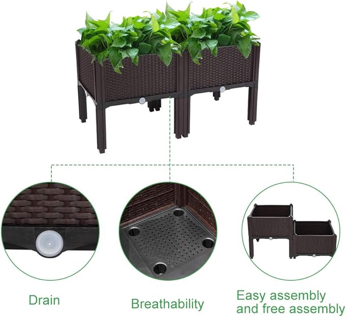 Raised Garden Bed with Legs Planters for Outdoor Plants Planter Box Elevated Garden Boxes Plant pots Perfect for Garden Patio Balcony Deck to Planting Flowers (Brown)